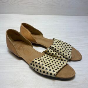 Latigo Milly Flat Sandals Shoe Womens Size 10M Polka Dot Leather Cognac D’Orsay